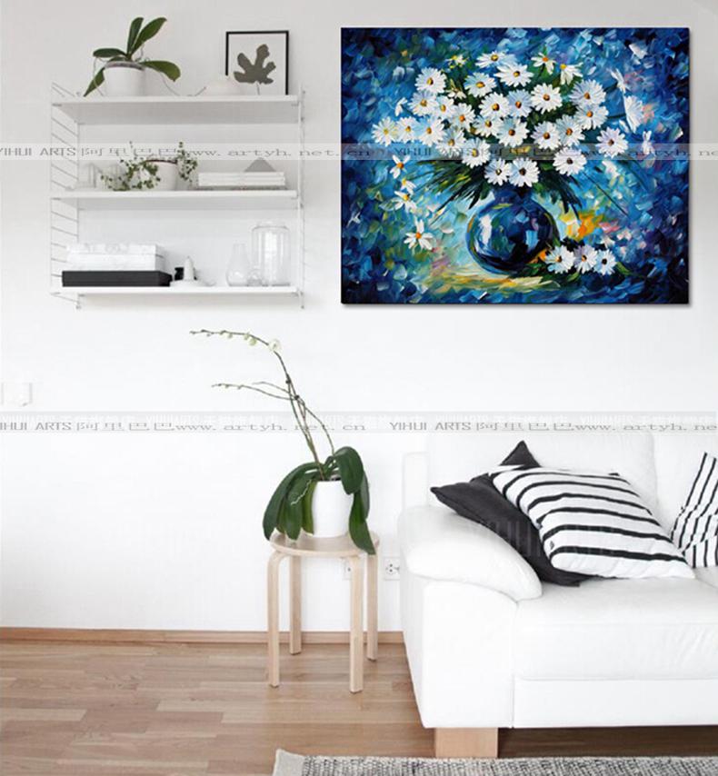 億輝裝飾畫油畫花卉三聯(lián)掛畫純手繪刀畫沙發(fā)背景墻畫餐廳墻無框畫 油畫廠家