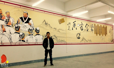 愛(ài)心圖書室講學(xué)背景壁畫 壁尚靈點(diǎn)的原創(chuàng)藝術(shù)設(shè)計(jì)